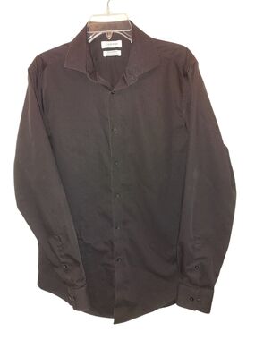Calvin Klein Men's Black Long Sleeve Dress Shirt - Classic Collar